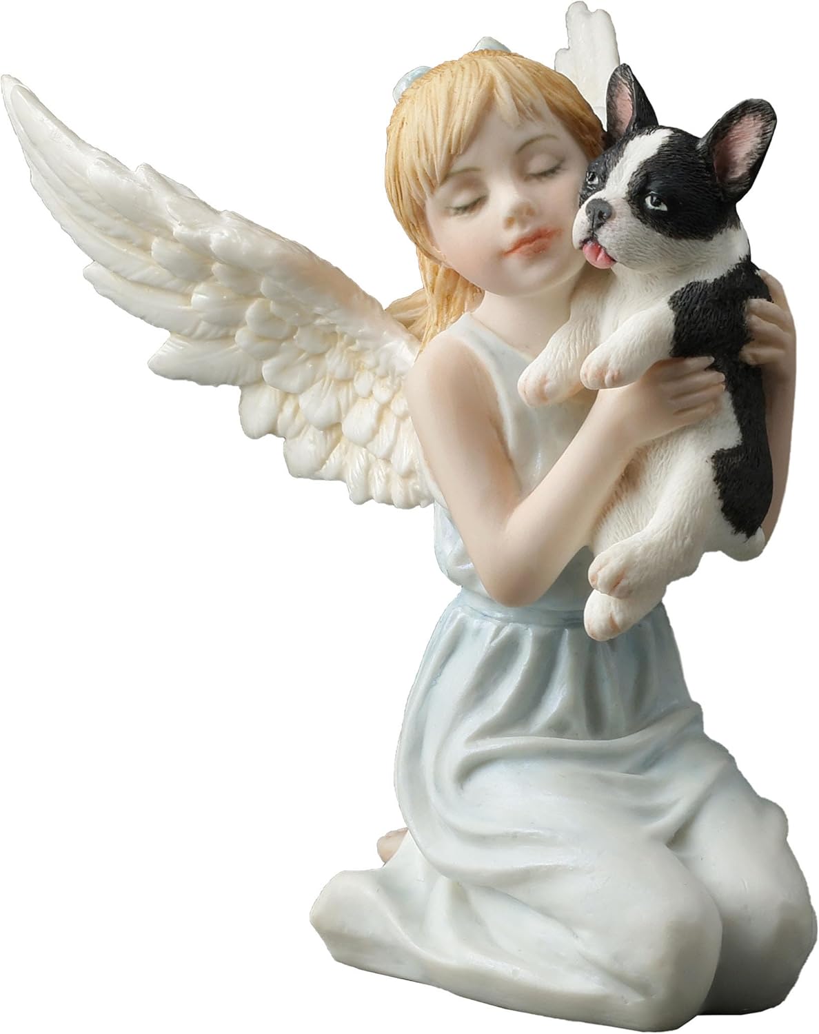 French Bulldog & Little Girl Angel Figurine by FairyGlen Store