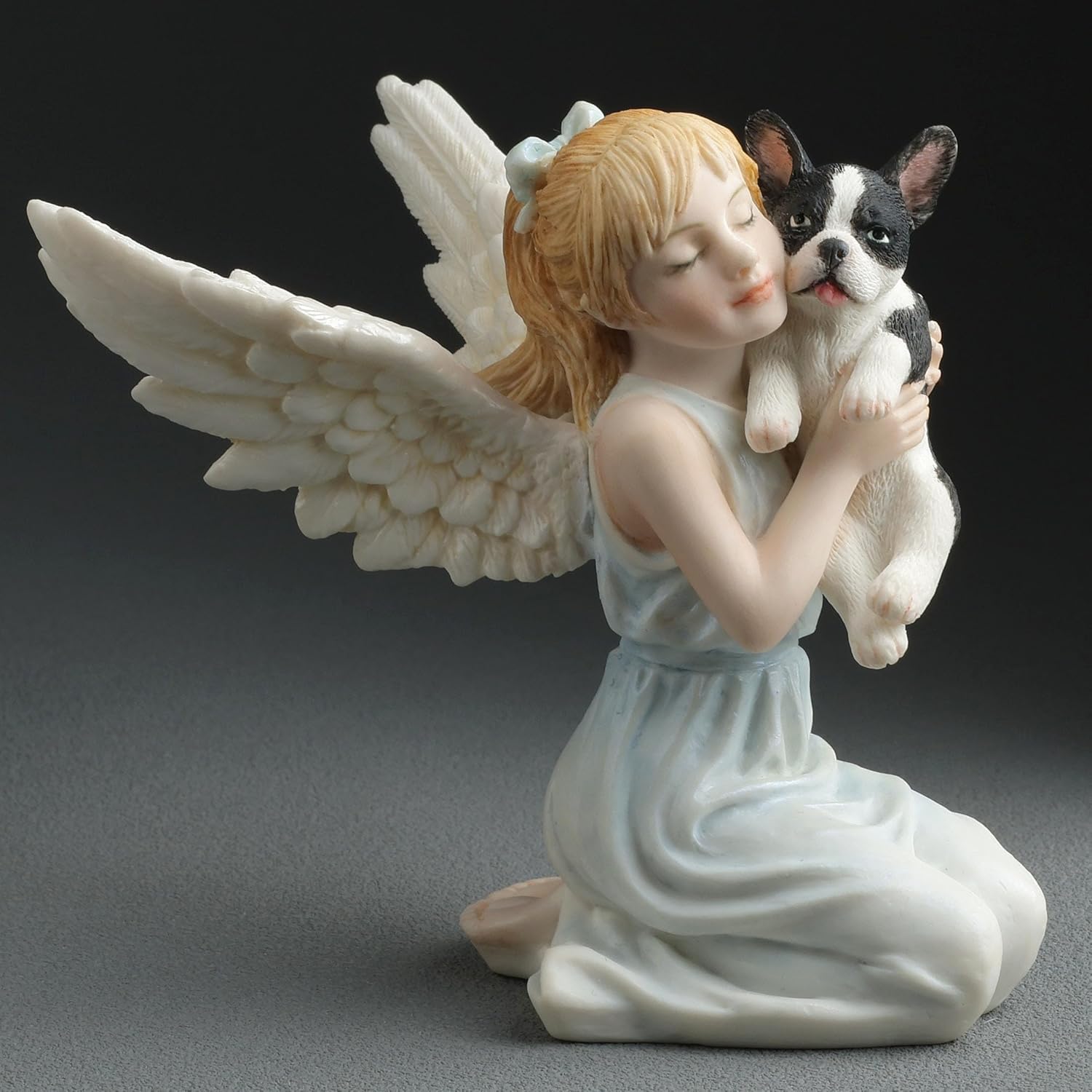 French Bulldog & Little Girl Angel Figurine by FairyGlen Store