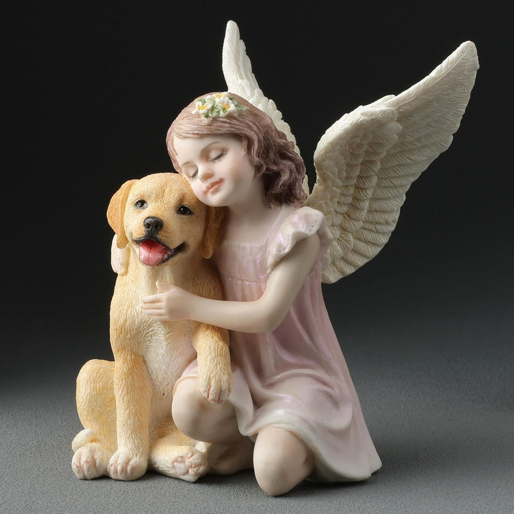 Golden Retriever & Little Girl Angel Figurine by FairyGlen Store