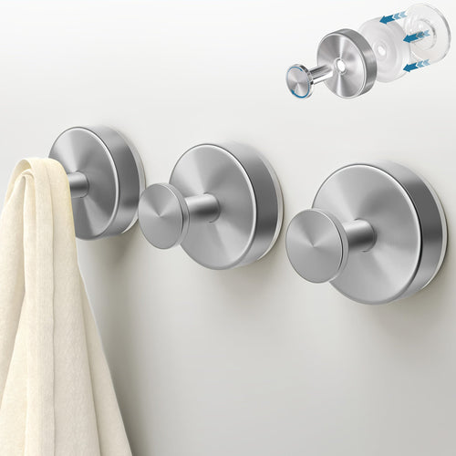 2-Pack: Strong Suction Cup Hooks – Silver Brushed Stainless Steel, No Drilling Required by DailySale
