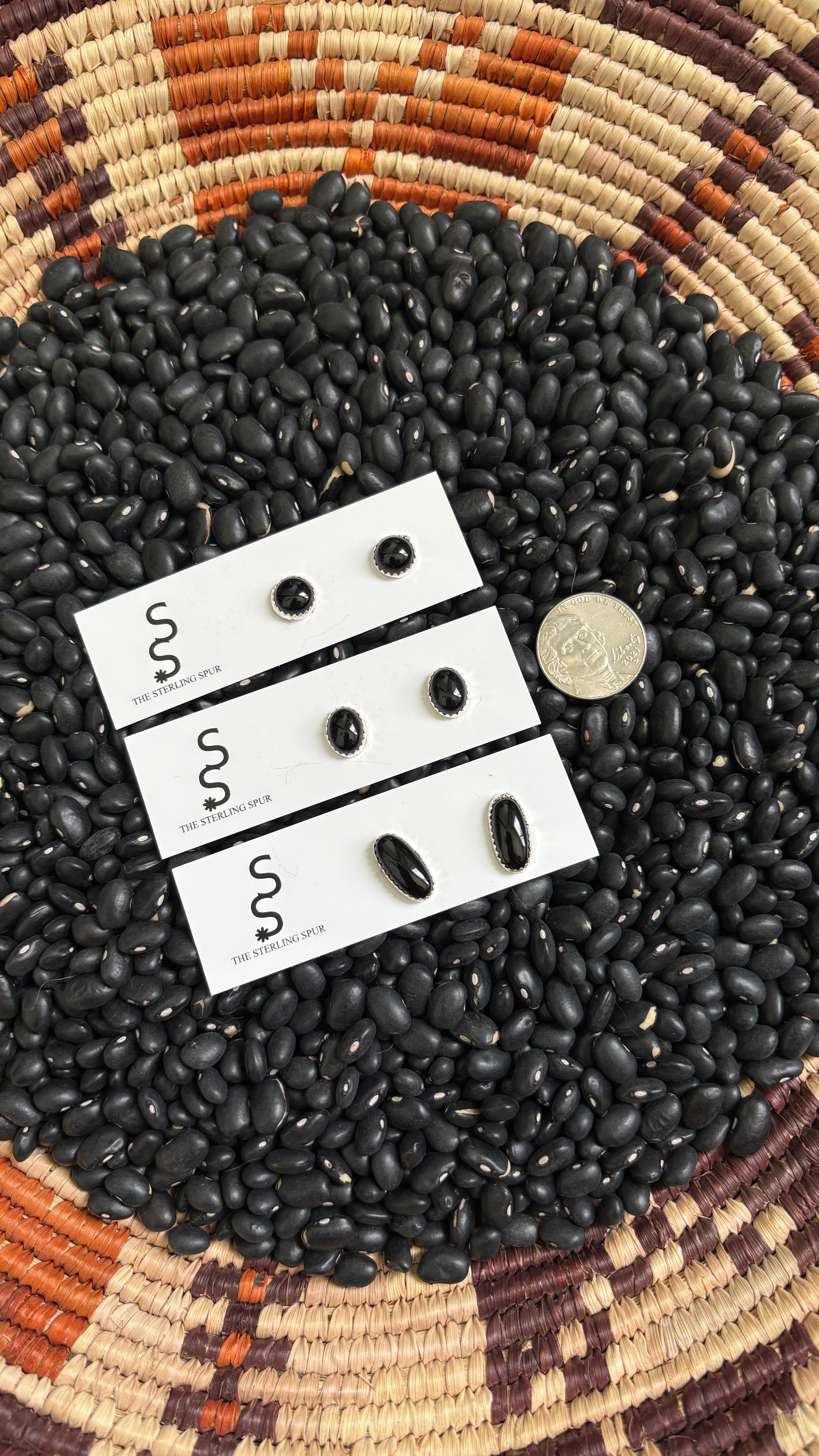 BLACK ONYX STUD EARRINGS by The Sterling Spur