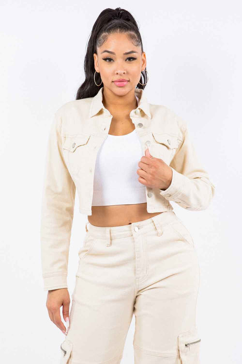 American Bazi Laced Back Cropped Jacket by Wild and Free Boutique