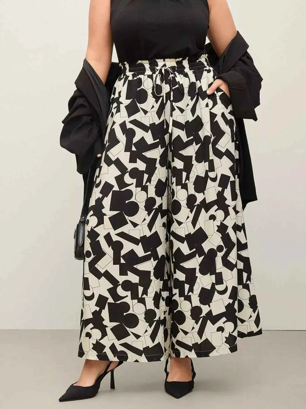 Plus Size Abstract Wide Leg Pants