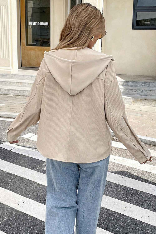 Beige 2 in 1 Thermal Knit Textured Hooded Jacket by Wild and Free Boutique