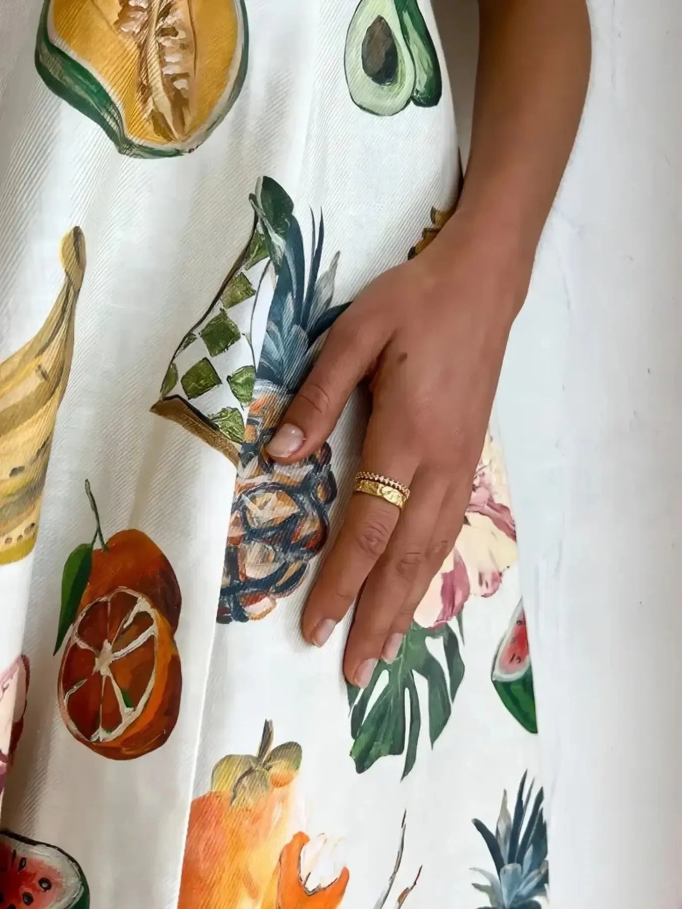 Printed Round Neck Puff Sleeve Dress by Shopiebay