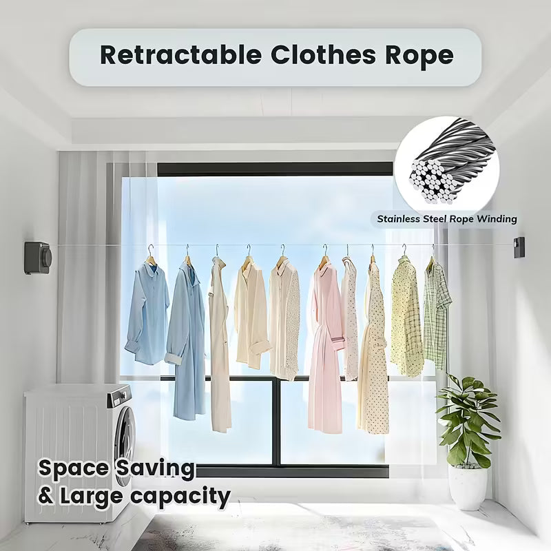 Retractable Clothesline – Heavy-Duty Wall-Mount Laundry Rack by DailySale