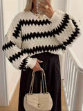 Striped Round Neck Dropped Shoulder Sweater