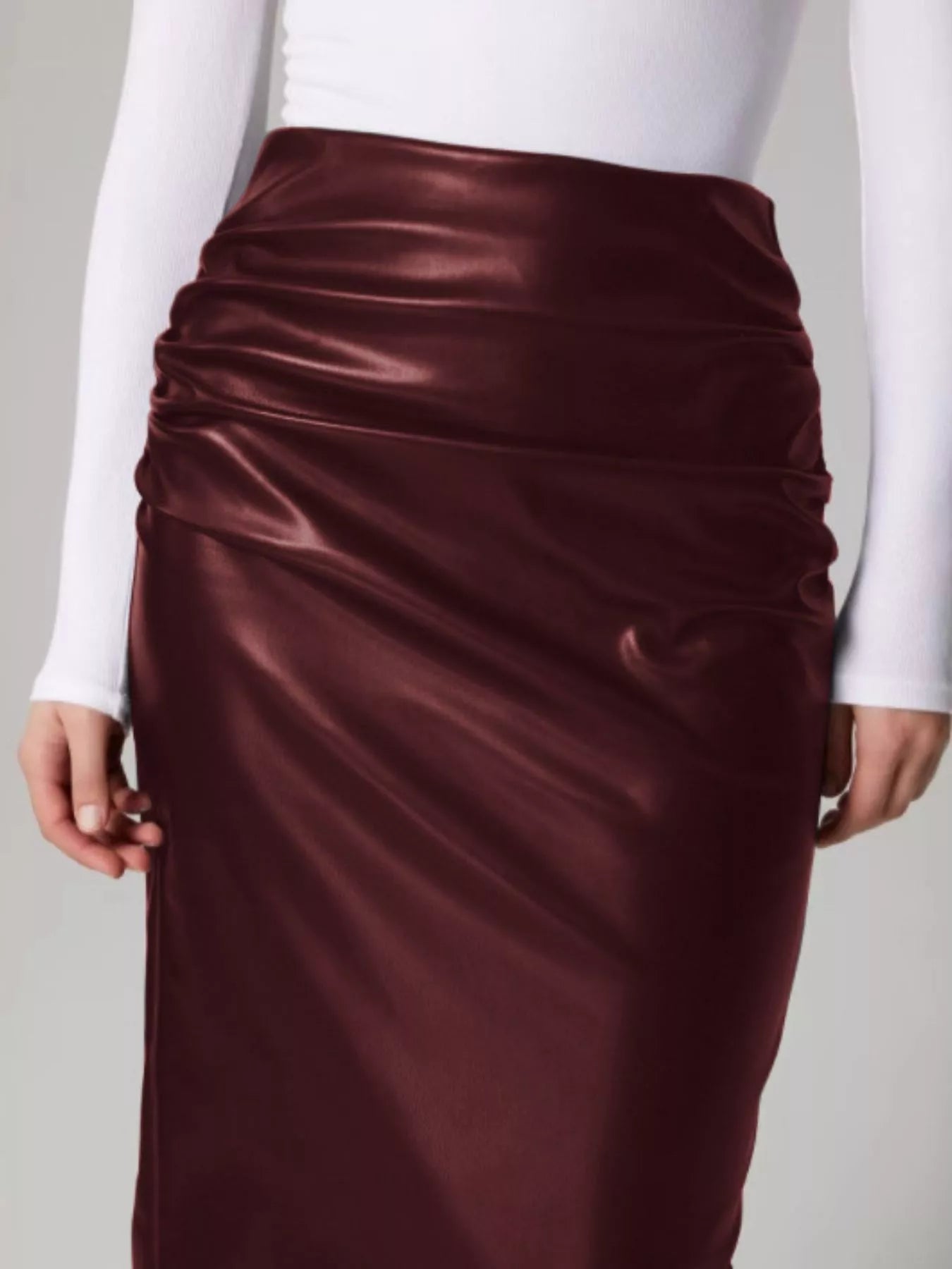 Slit Back Leather Skirt by Simply Love