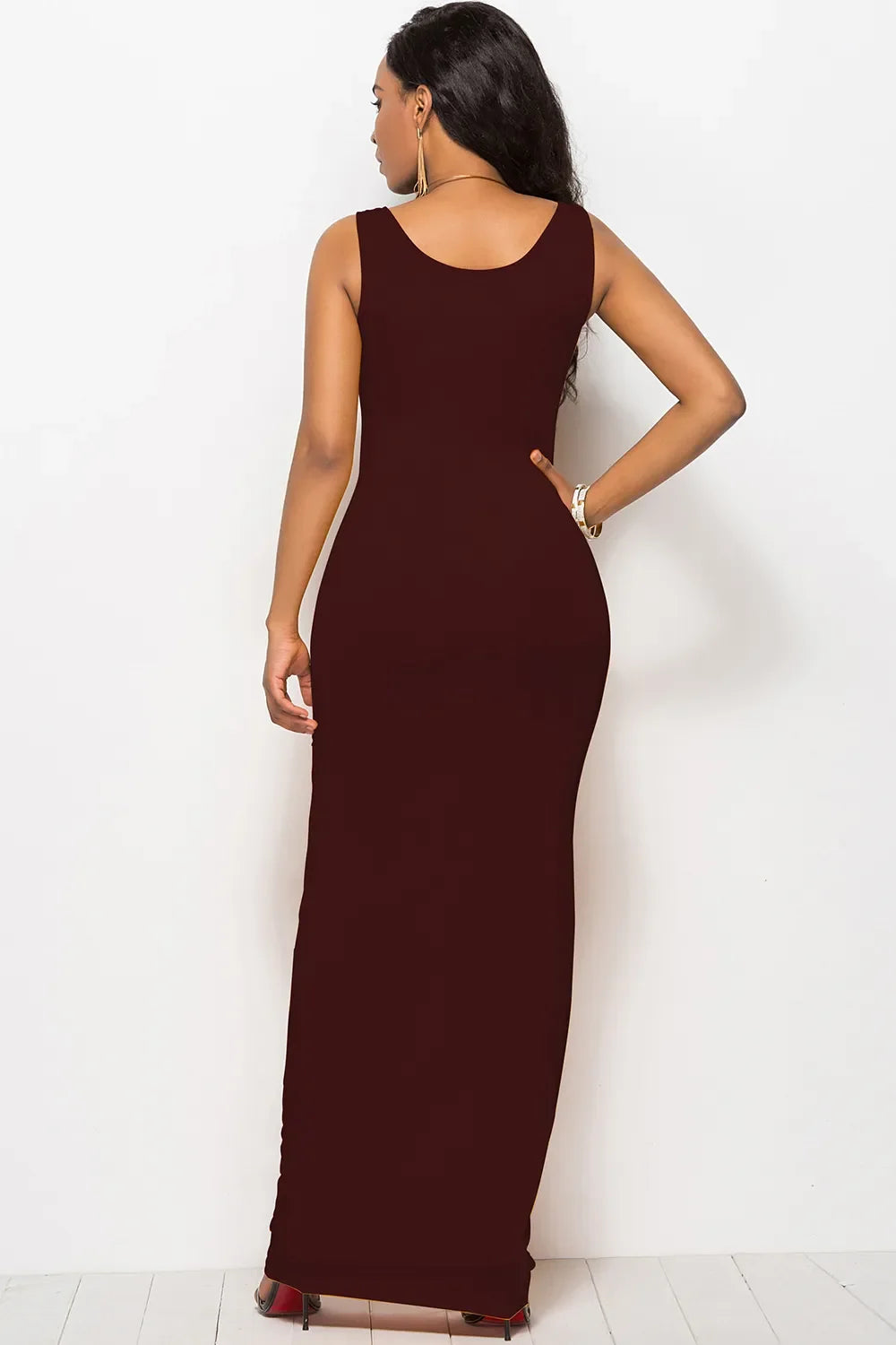 Scoop Neck Wide Strap Maxi Dress by Shopiebay