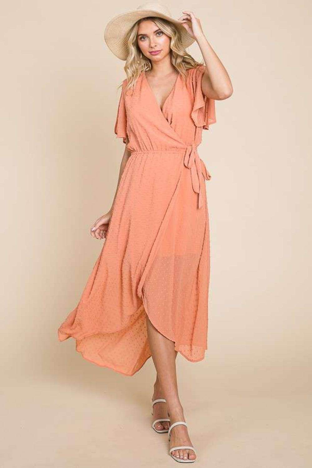 Culture Code Full Size Swiss Dot Tied Slit Dress by Selvanelle