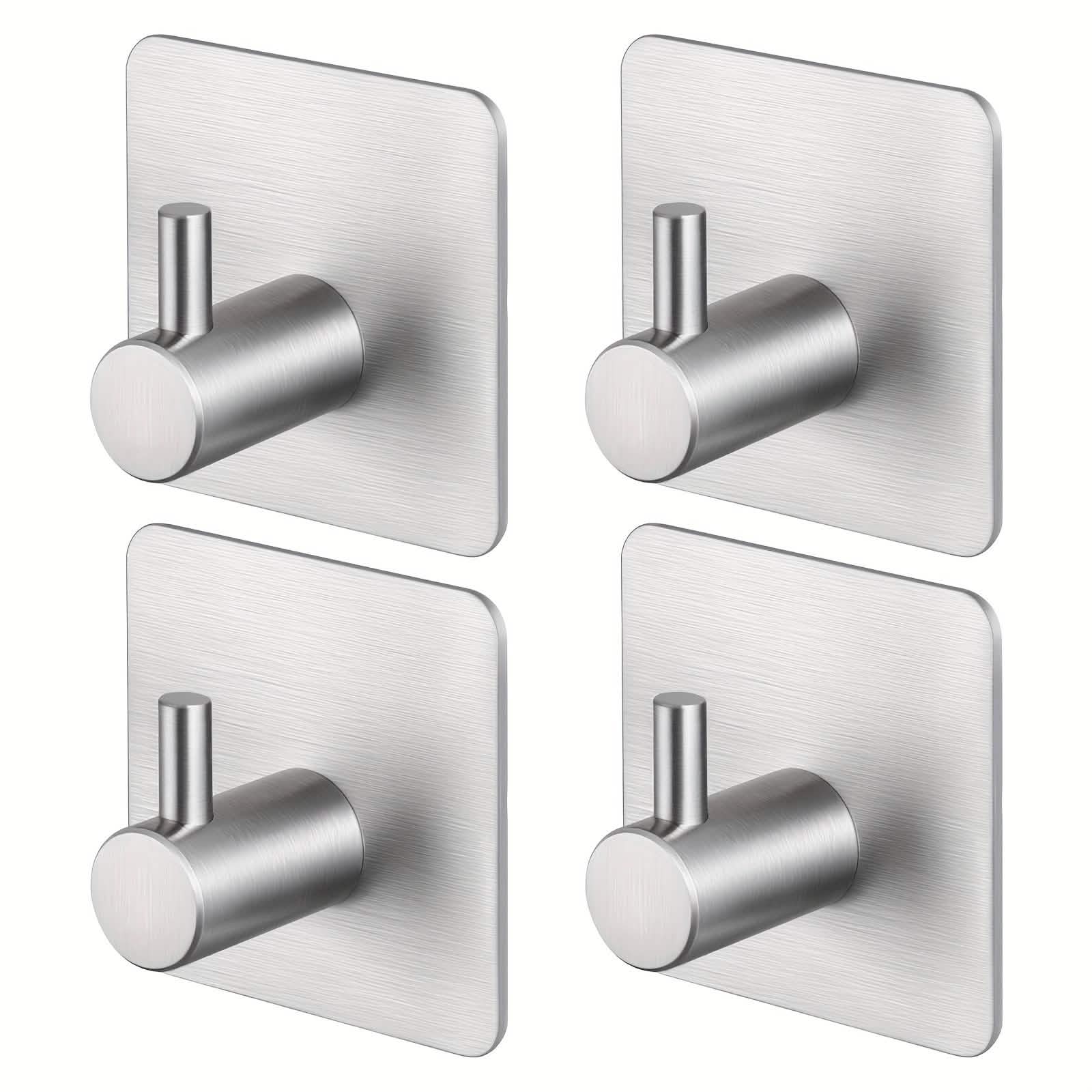 4-Pack Heavy Duty Stick Hooks – Stainless Steel, Waterproof, Wall Mount by DailySale