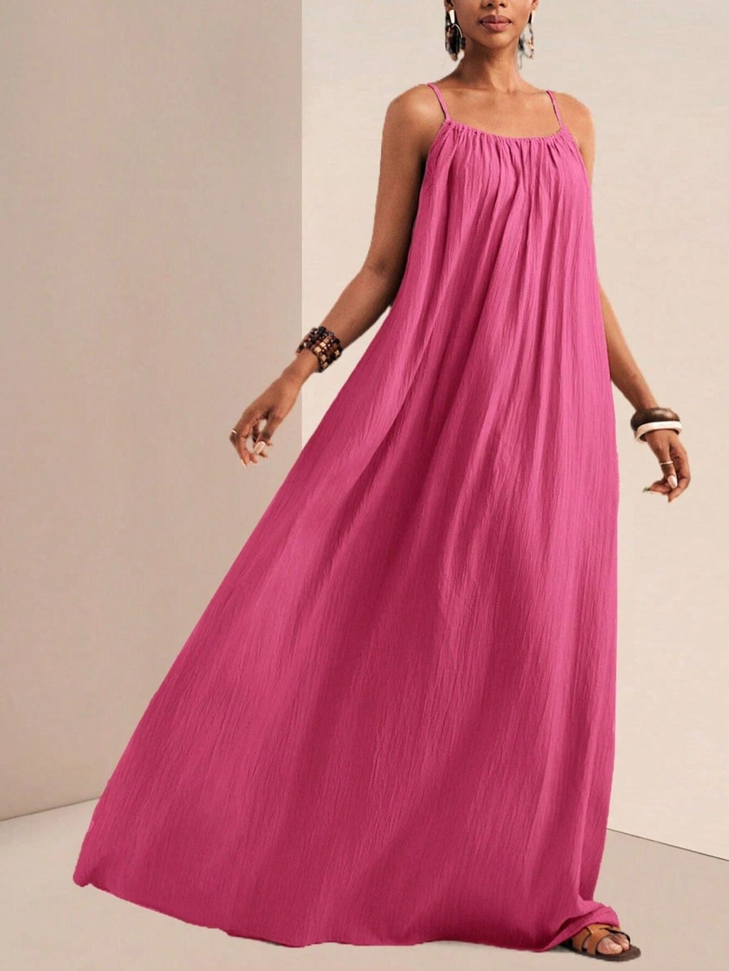Spaghetti Strap Flowy Maxi Dress by Shopiebay