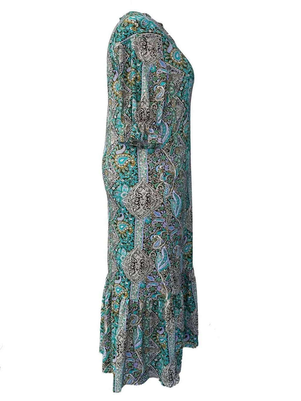 Bohemian Paisley Print Ruffle Hem Midi Dress by Shopiebay