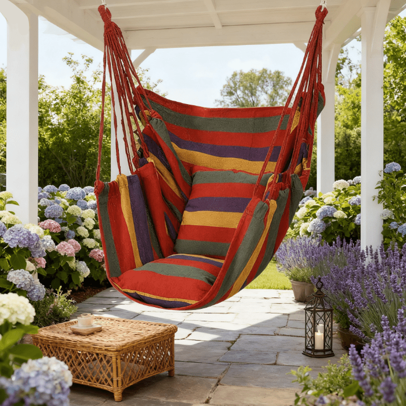 Hammock Chair Canvas – Portable Colorful Stripe Indoor Swing by DailySale