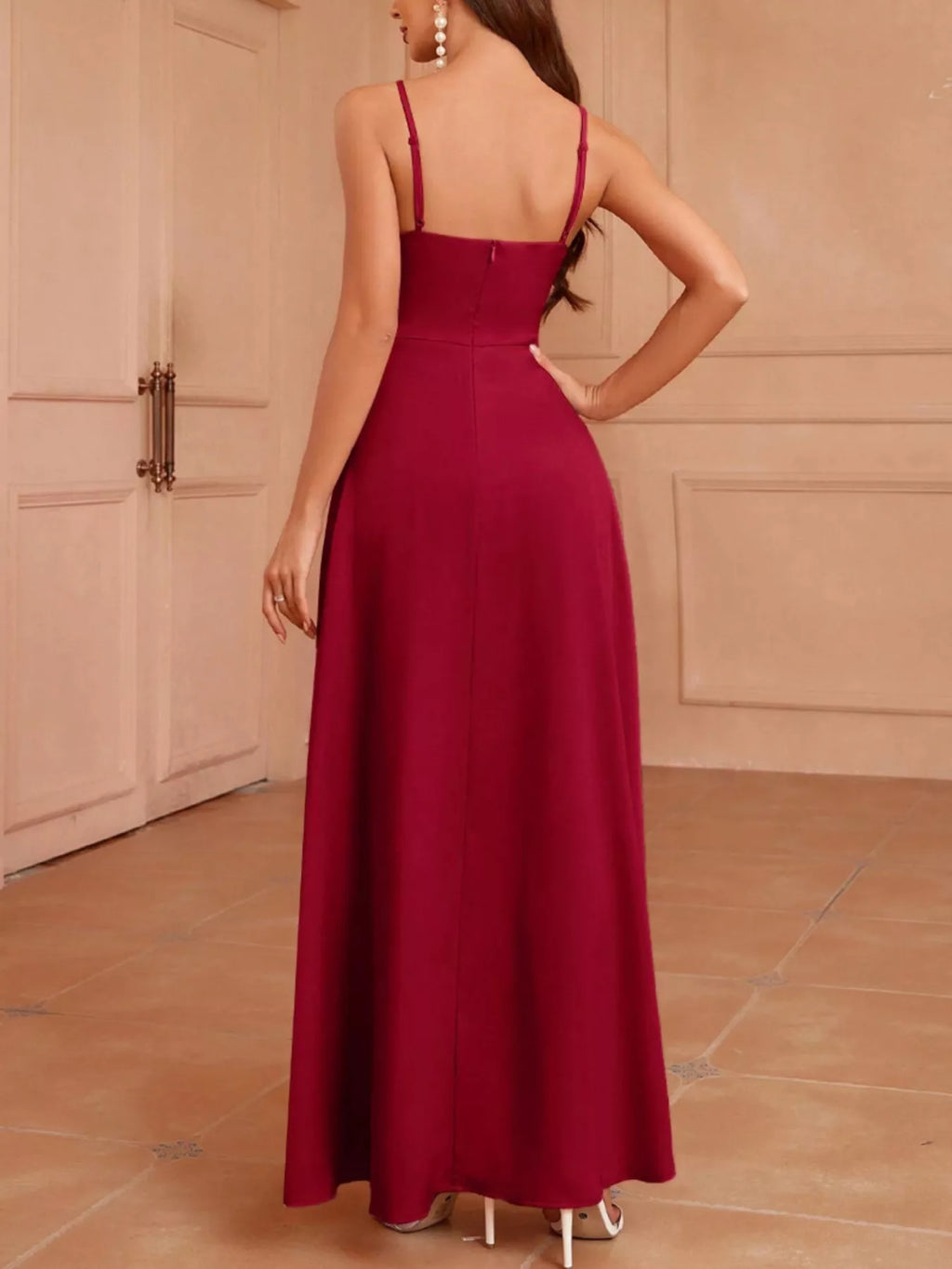 Slit Spaghetti Strap Maxi Dress by Shopiebay
