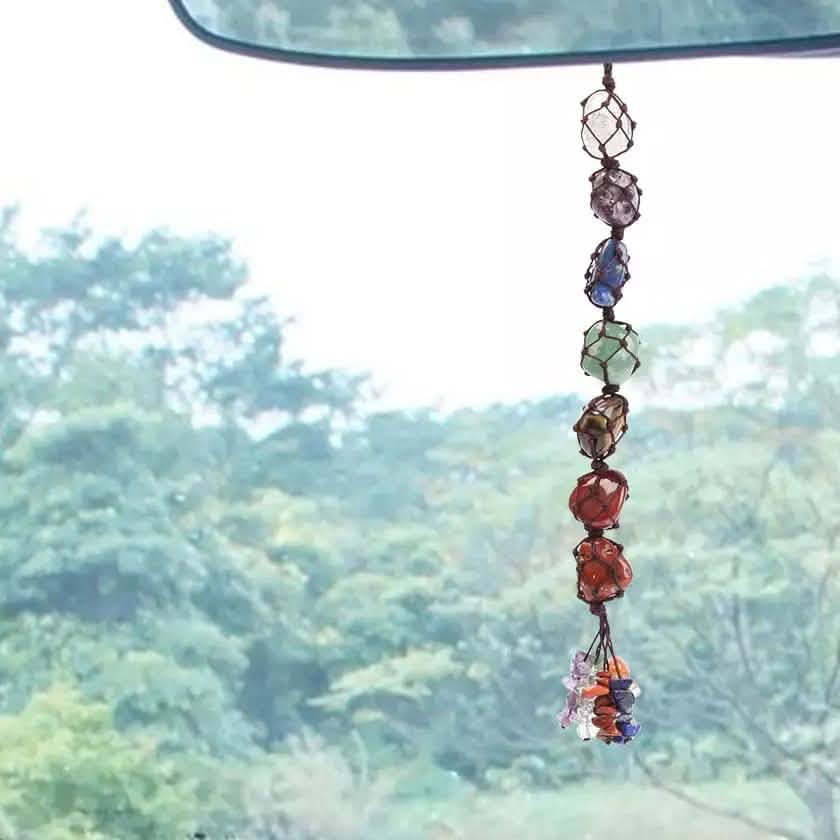 7 Chakra Gemstones Reiki Healing Crystals Tassel Wall Car Hanging Ornament by DailySale