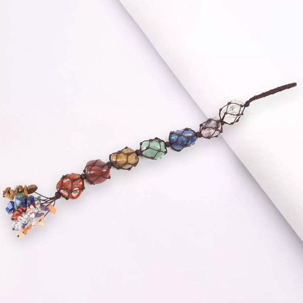 7 Chakra Gemstones Reiki Healing Crystals Tassel Wall Car Hanging Ornament by DailySale