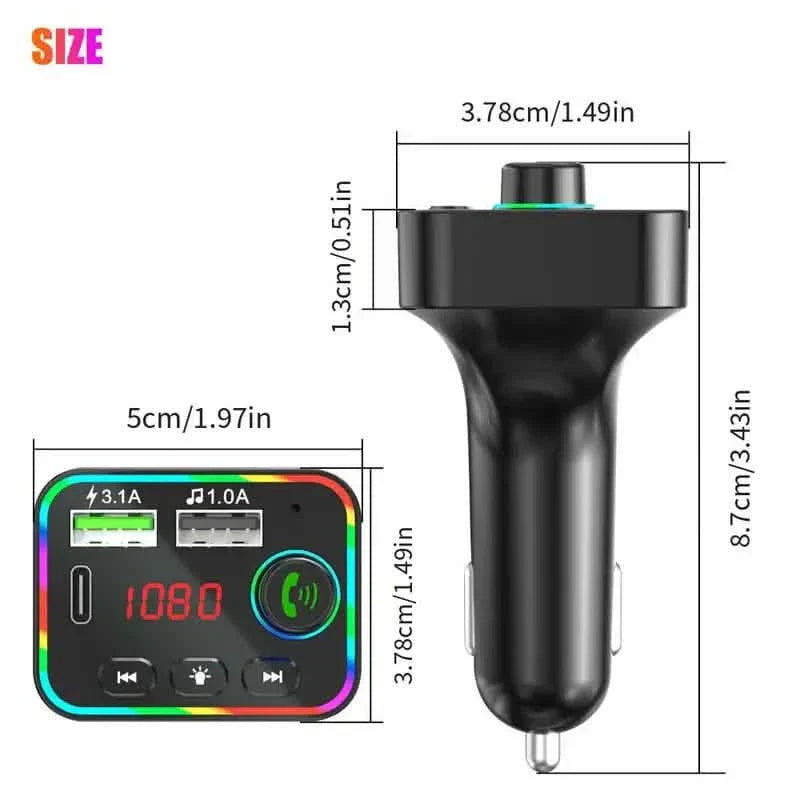 7 Color LED Backlit Light Bluetooth FM Transmitter and Dual USB Charger by DailySale