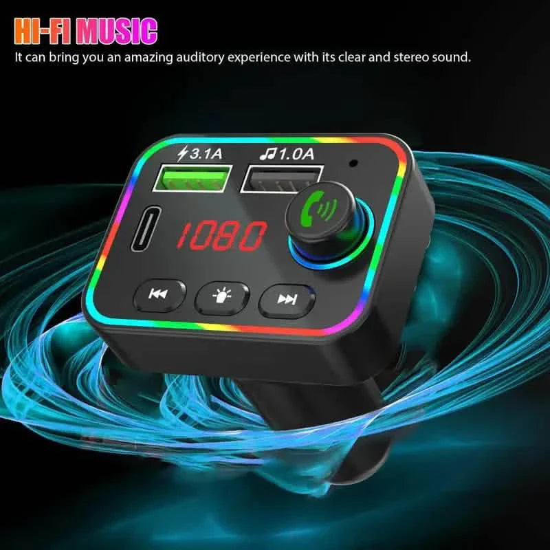 7 Color LED Backlit Light Bluetooth FM Transmitter and Dual USB Charger by DailySale