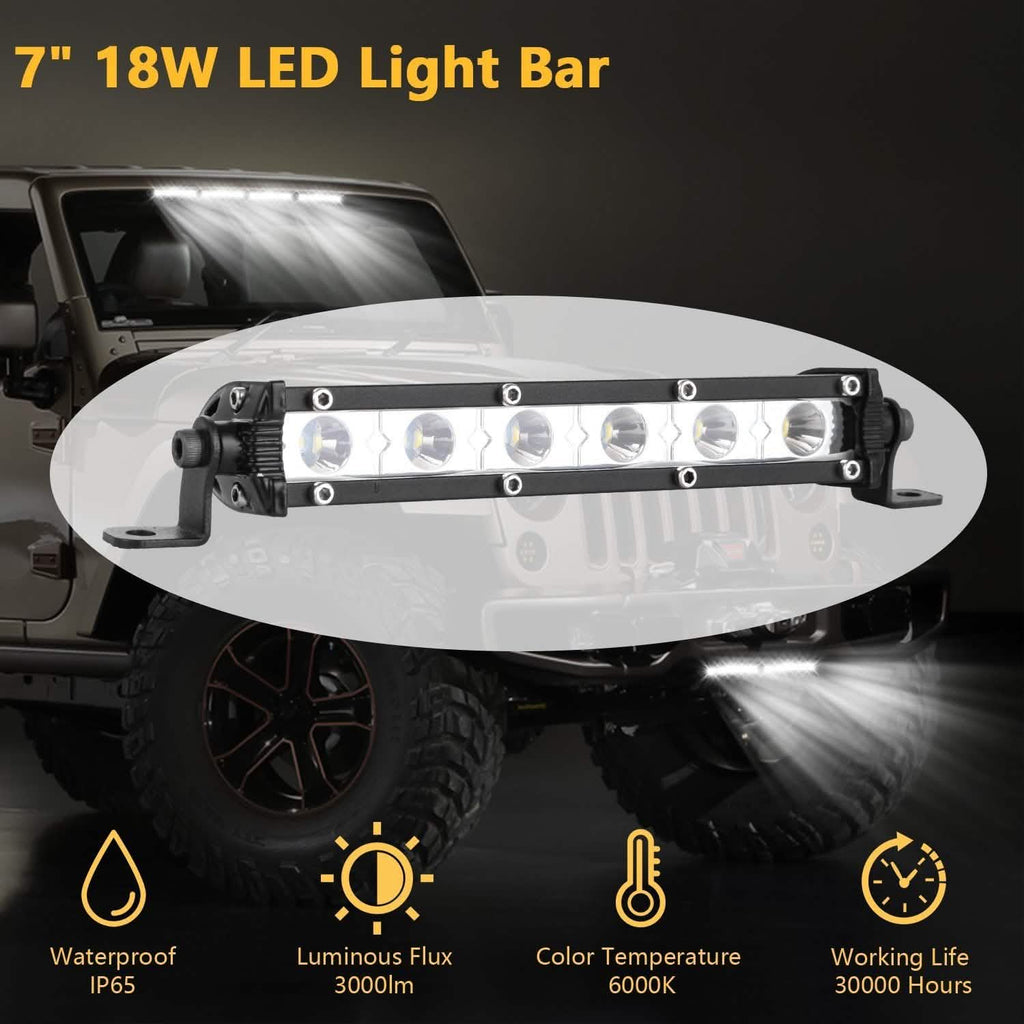 7" LED Light Bar Single Row Offroad Spot Lights by DailySale