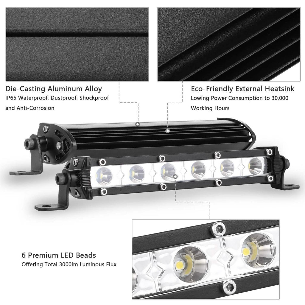 7" LED Light Bar Single Row Offroad Spot Lights by DailySale