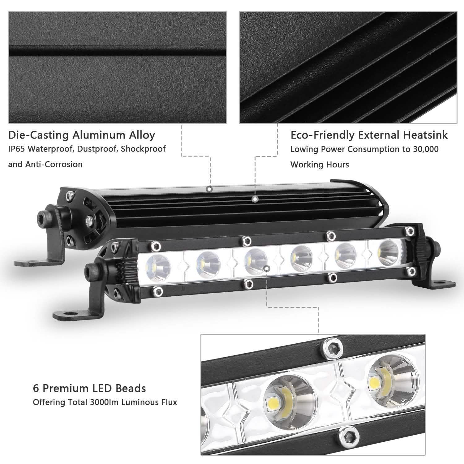 7" LED Light Bar Single Row Offroad Spot Lights by DailySale