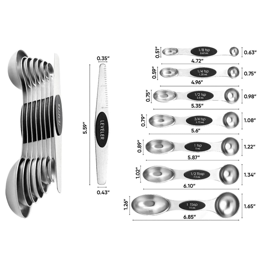 7-Piece: Double Sided Stackable Magnetic Measuring Spoons Set with Leveler by DailySale