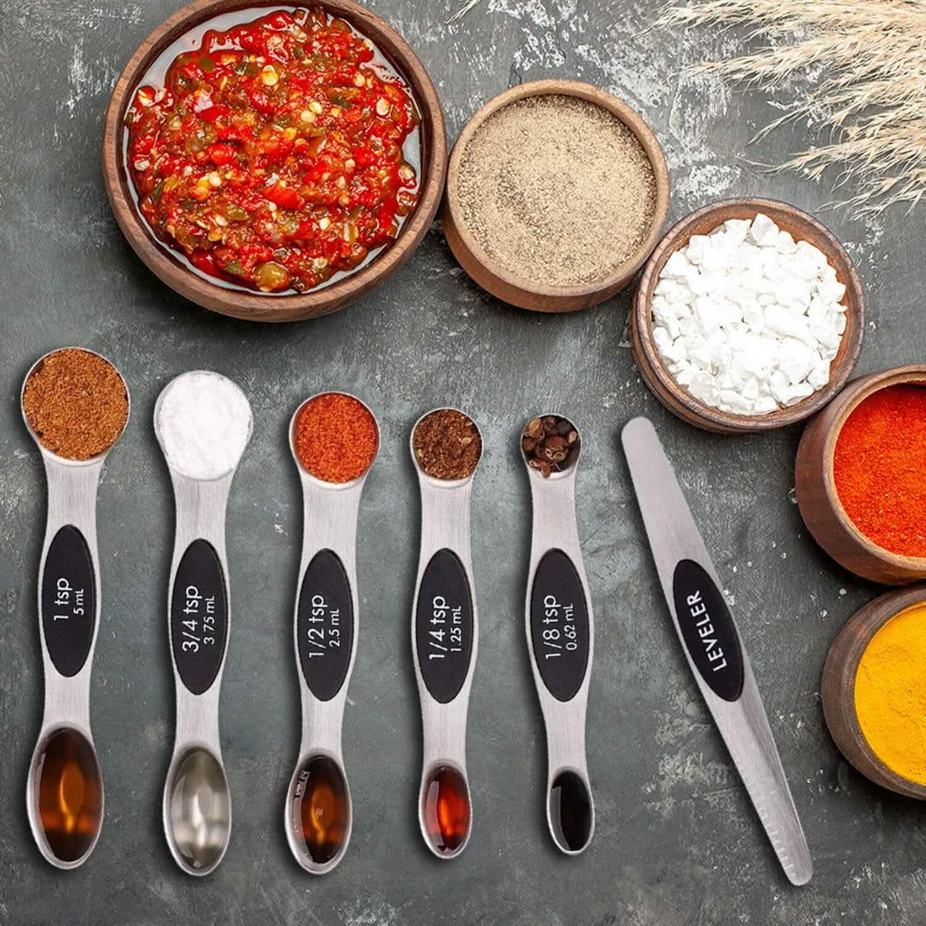 7-Piece: Double Sided Stackable Magnetic Measuring Spoons Set with Leveler by DailySale