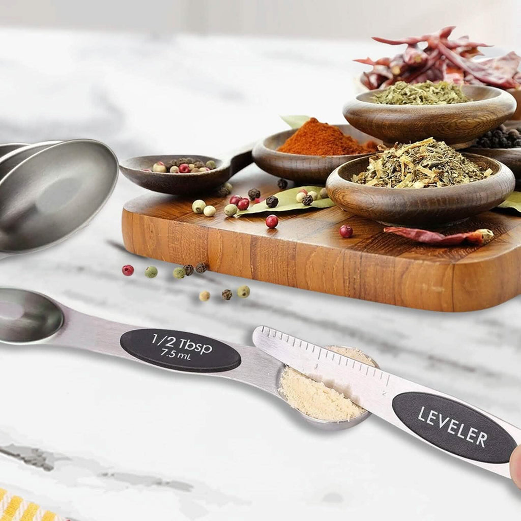 7-Piece: Double Sided Stackable Magnetic Measuring Spoons Set with Leveler by DailySale