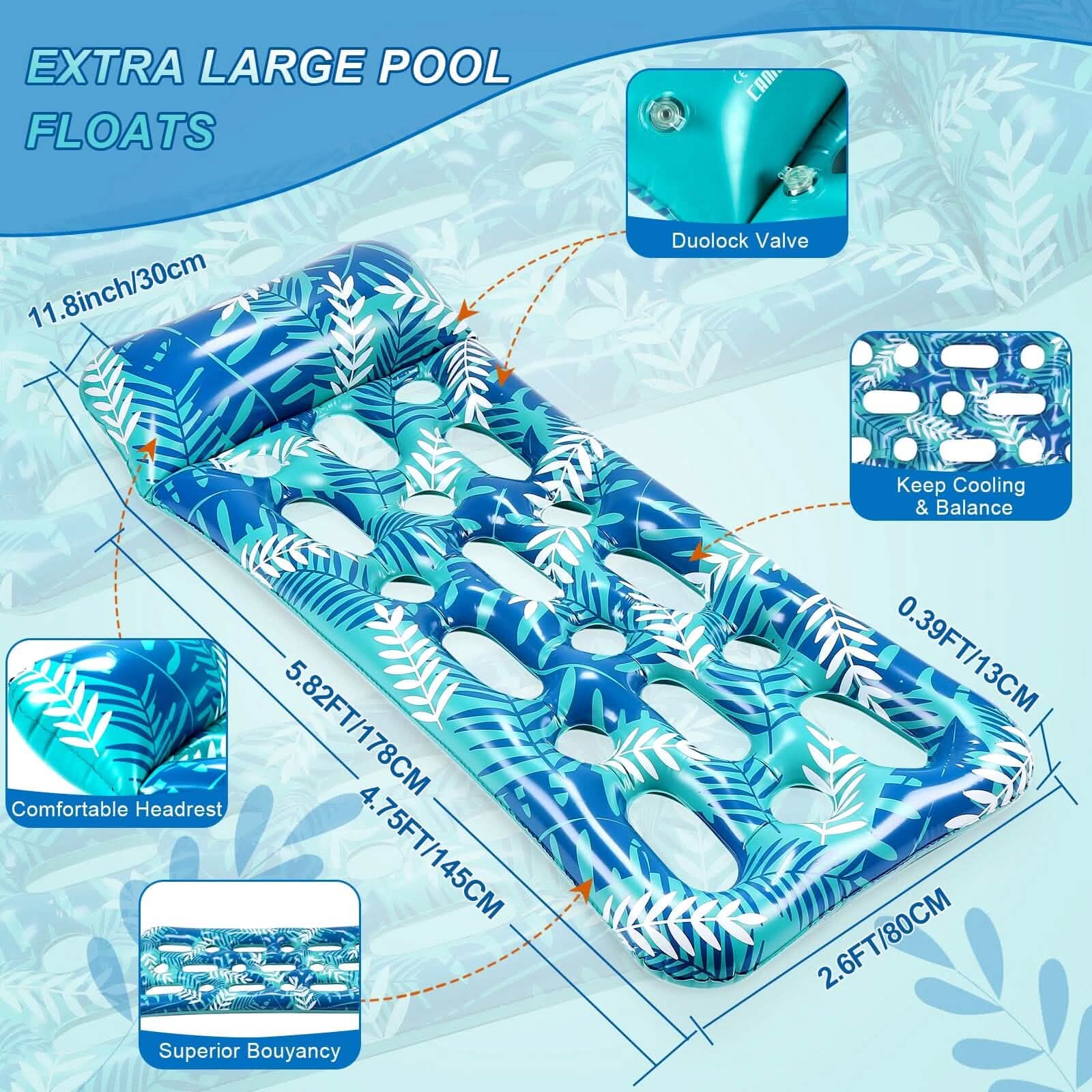 70" x 30" Inflatable Lounge Pool with Headrest by DailySale