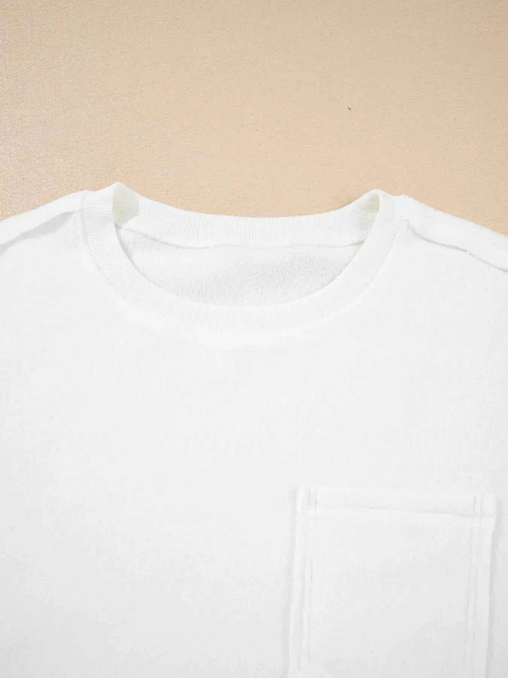 Cozy Cream Exposed Seam Knit Pocket Pullover Sweatshirt