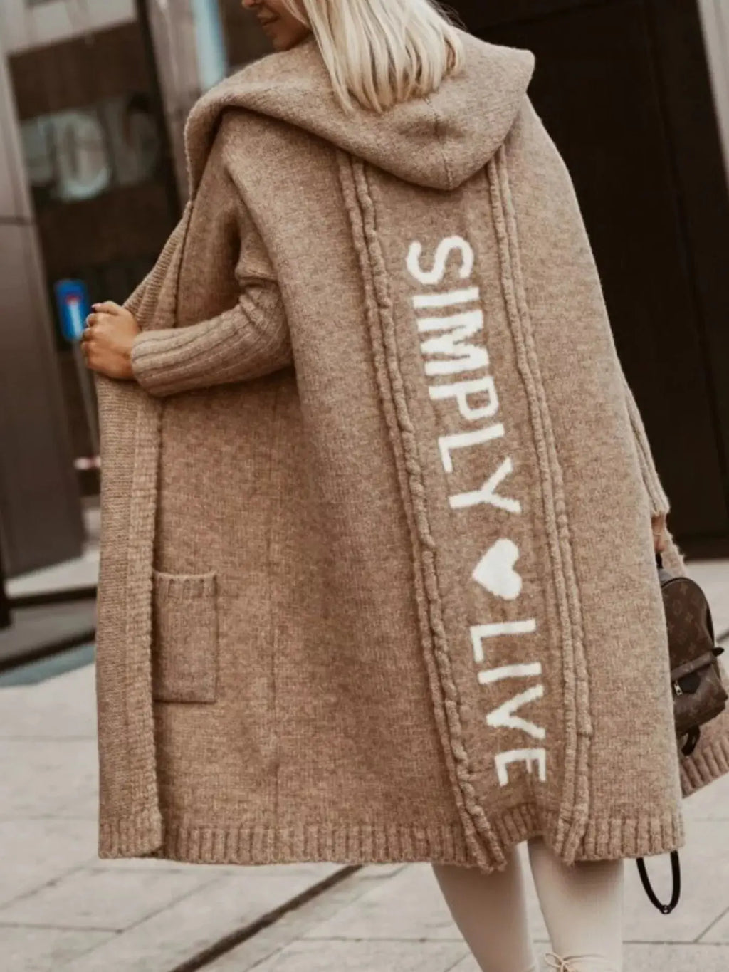 Full Size Hooded Knit Open Front Cardigan