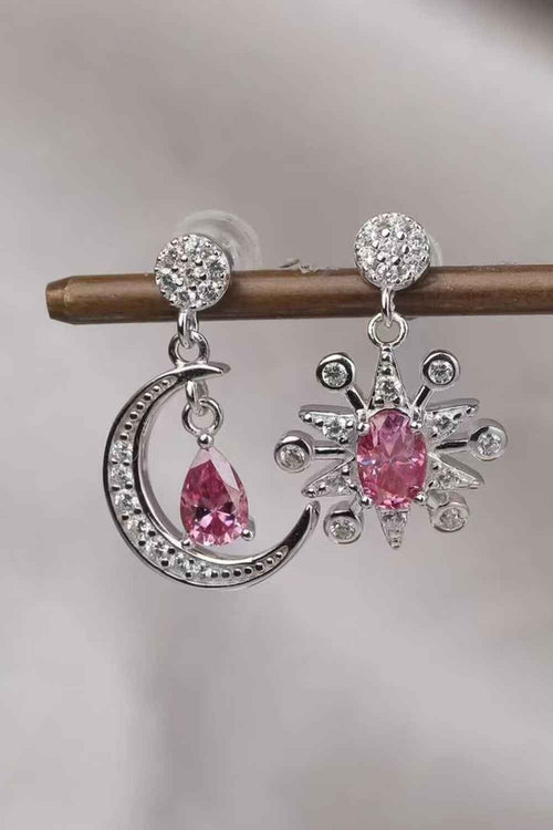 2 Carat Moissanite 925 Sterling Silver Moon & Star Earrings by Wild and Free Boutique