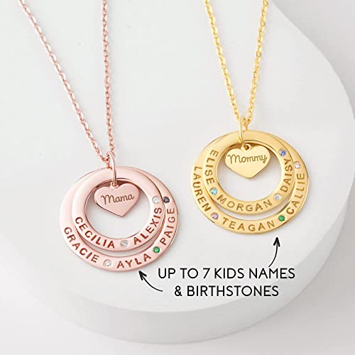Grandma Necklace Birthstone, Grandkids Names Necklace, Nana Jewelry - Goddess Imports Marketplace