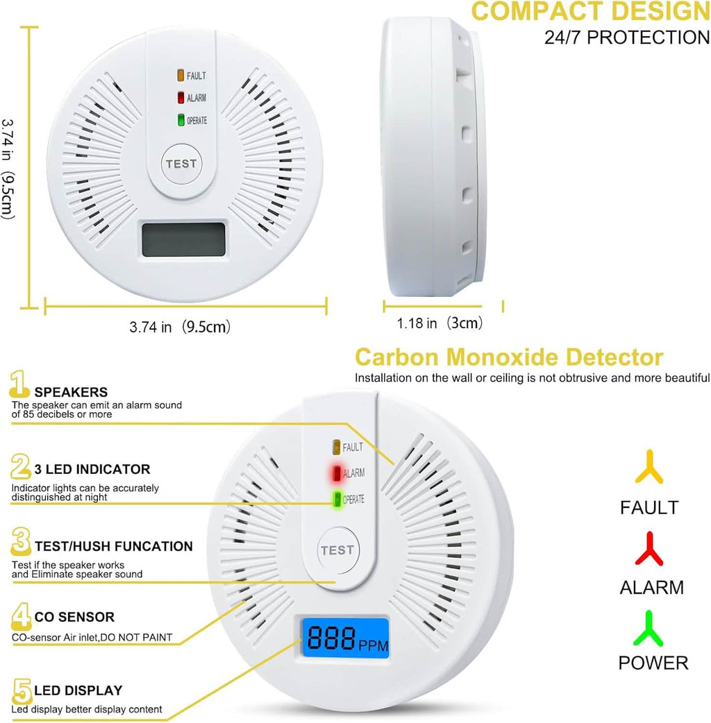 Portable Carbon Monoxide Detector – Battery-Operated CO Alarm by DailySale