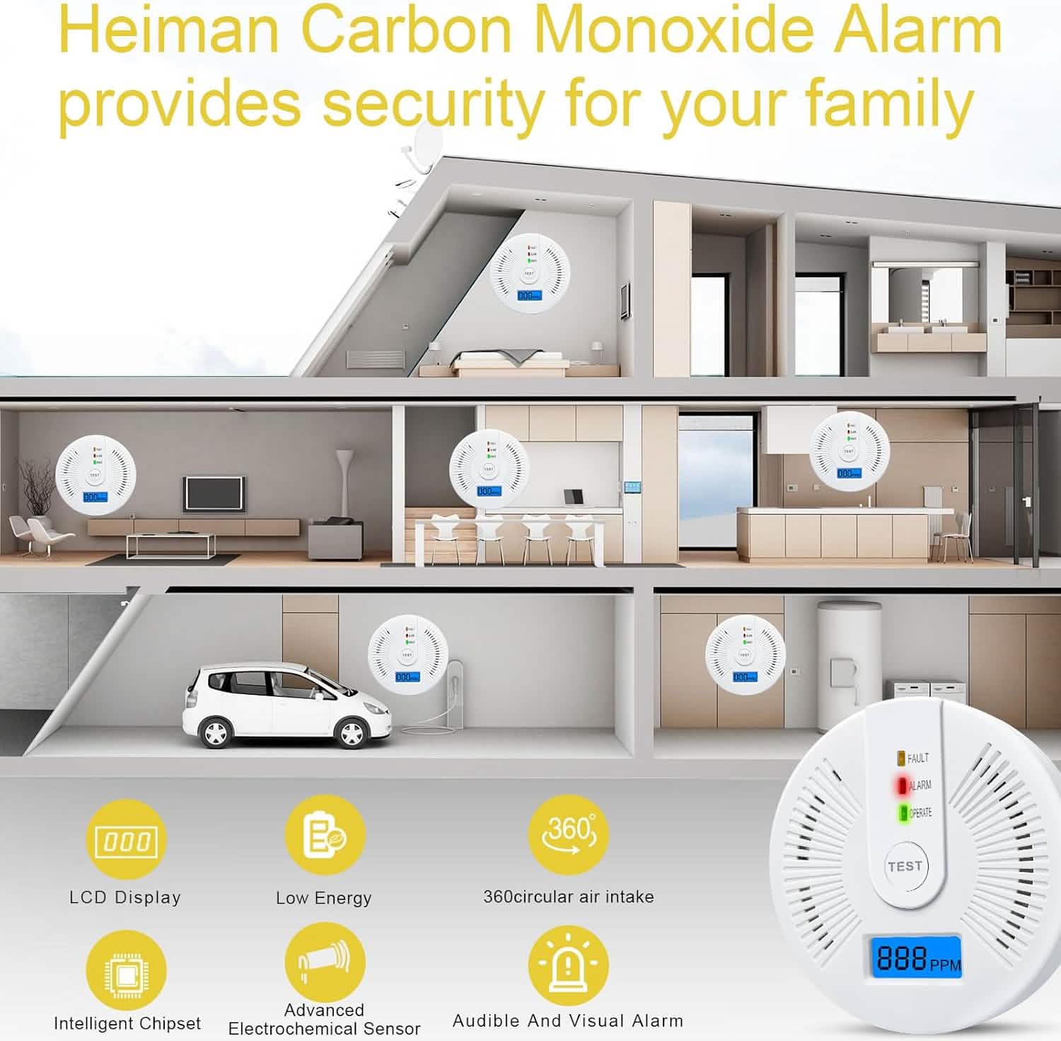 Portable Carbon Monoxide Detector – Battery-Operated CO Alarm by DailySale