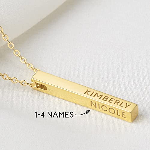 Personalized Mother Necklace, 4 Side Bar Necklace, Kids Names Necklace - Goddess Imports Marketplace