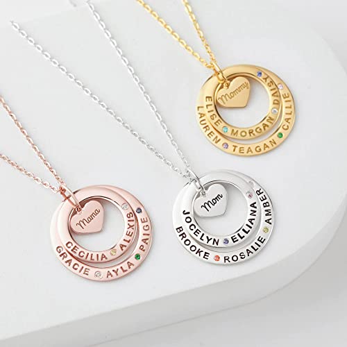 Grandma Necklace Birthstone, Grandkids Names Necklace, Nana Jewelry - Goddess Imports Marketplace