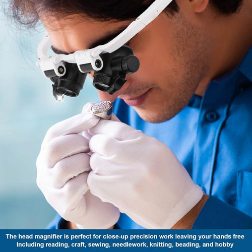 2-LED Head-Mounted Magnifier Glasses – 8x/15x/23x with Repair Light by DailySale