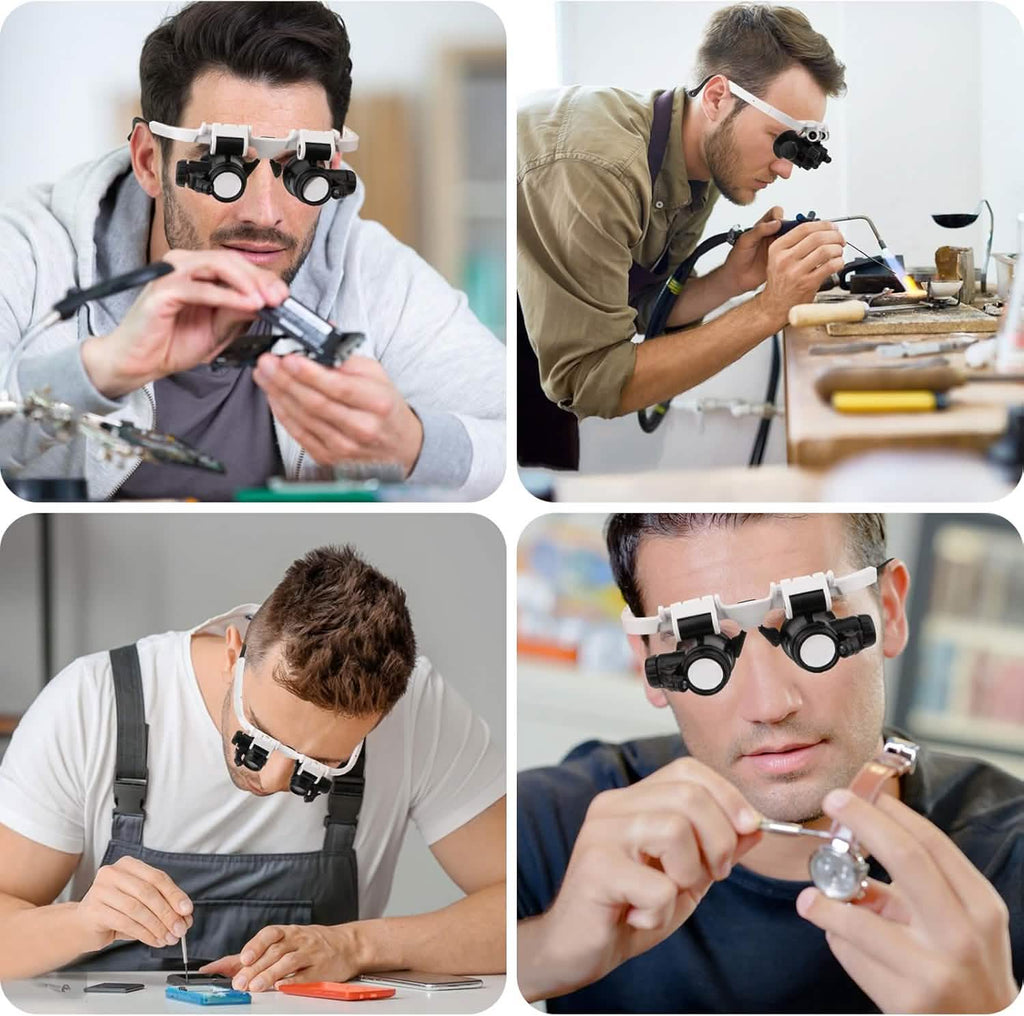 2-LED Head-Mounted Magnifier Glasses – 8x/15x/23x with Repair Light by DailySale