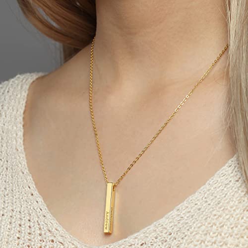 Personalized Mother Necklace, 4 Side Bar Necklace, Kids Names Necklace - Goddess Imports Marketplace