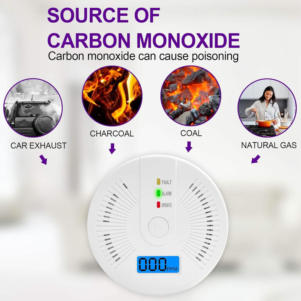 Portable Carbon Monoxide Detector – Battery-Operated CO Alarm by DailySale