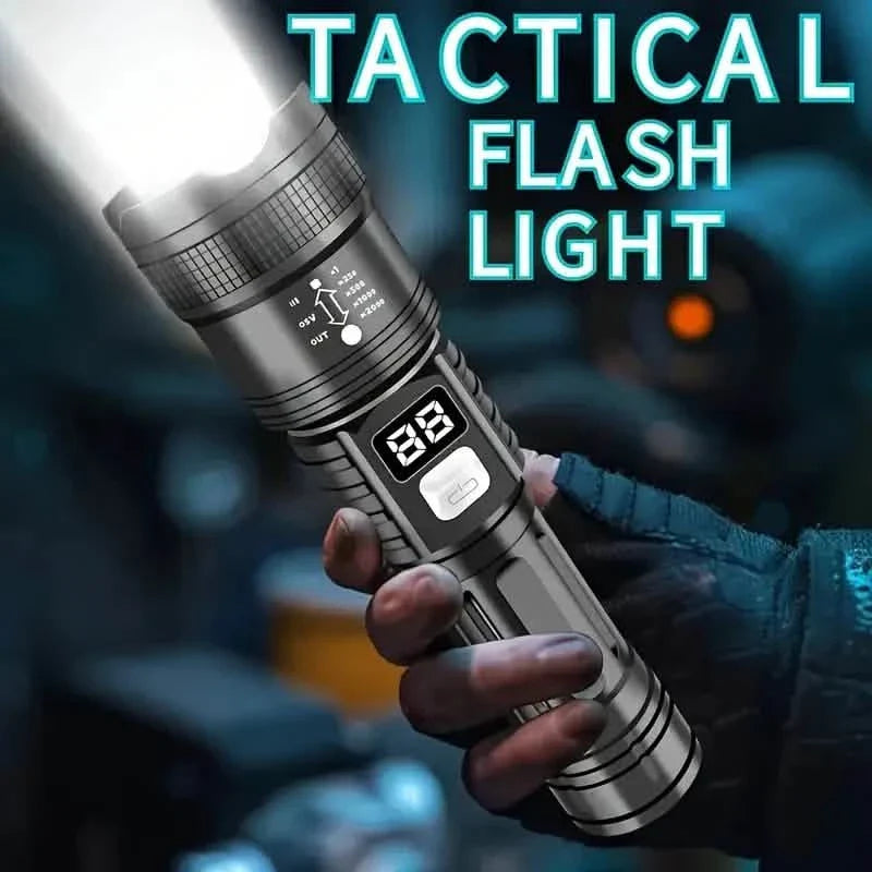 Ultra-Bright Tactical LED Flashlight – 3 Modes, USB Rechargeable, 600 Lumen, Outdoor, Hiking & Camping by DailySale