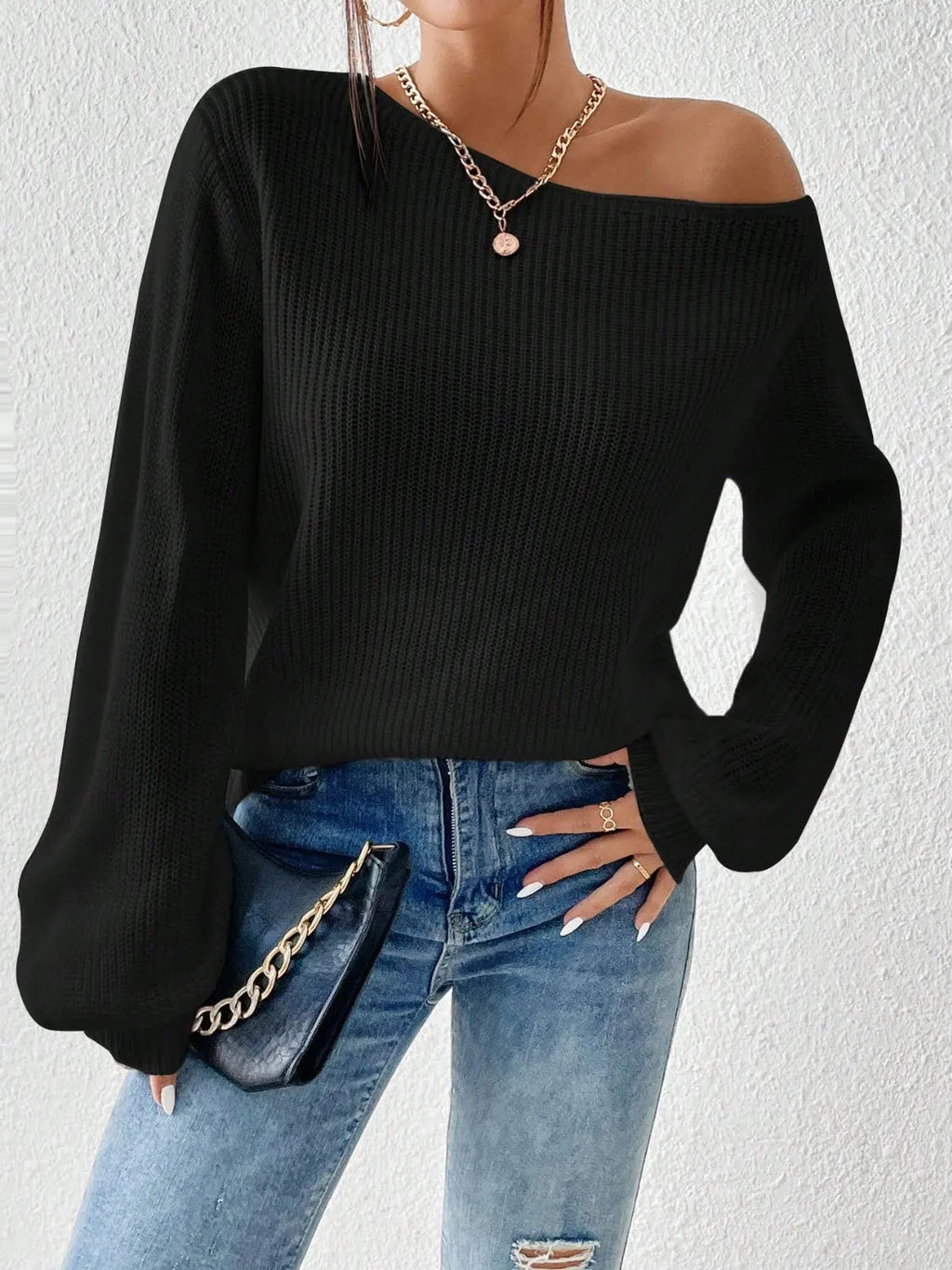 Honey Long Sleeve One Shoulder Sweater