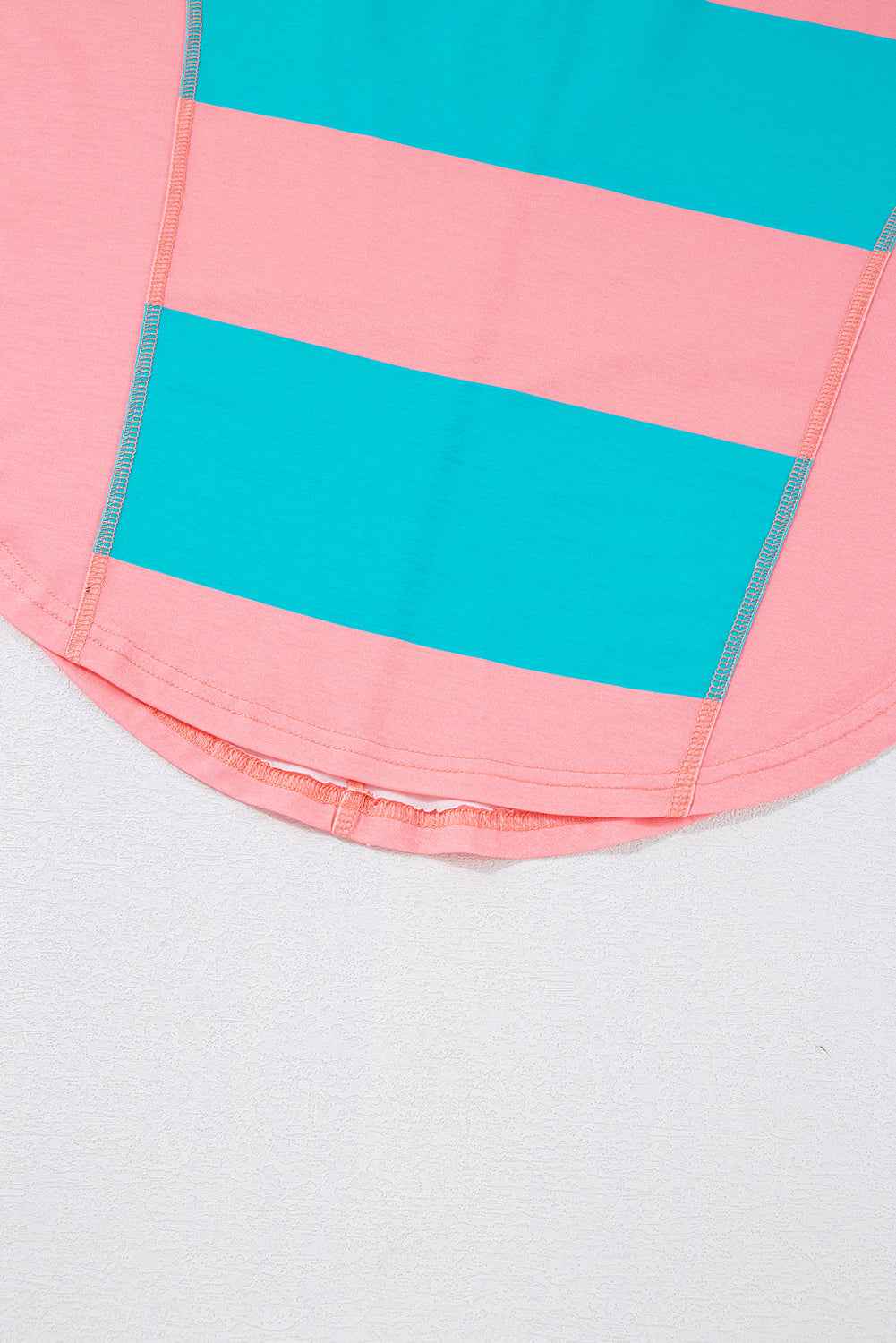 Light Blue Colorblock Drop Sleeve Round Neck Top