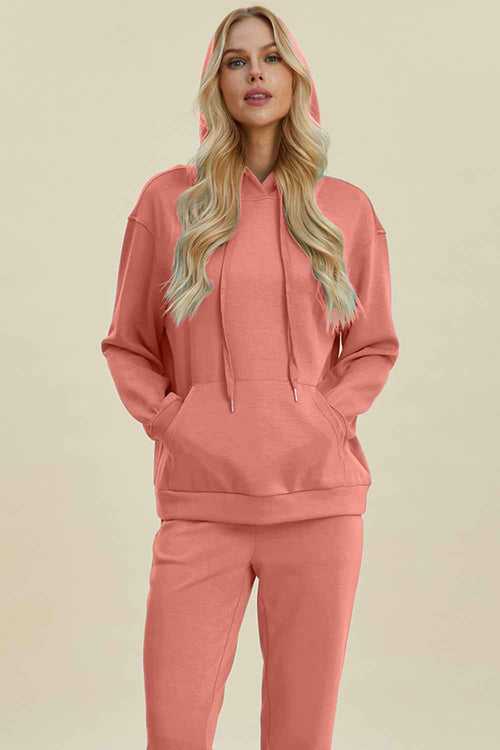 Basic Bae Full Size Air Scuba Drawstring Long Sleeve Hoodie with Kangaroo Pocket by Wild and Free Boutique