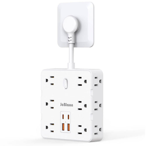 16-in-1 Power Strip – 12 AC Outlets & 4 USB Ports, White by DailySale