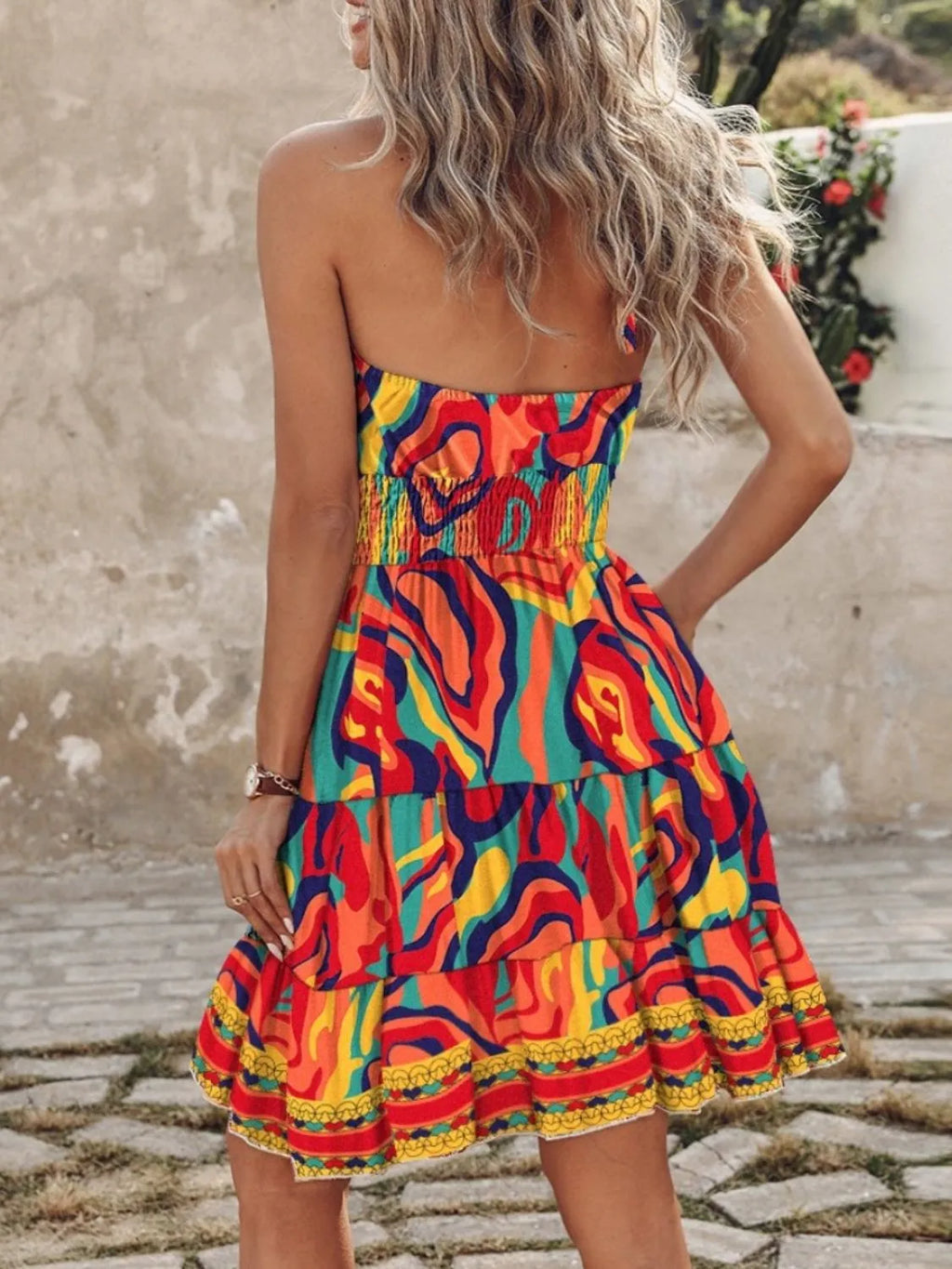 Paisley Print Halter Neck Mini Dress by Shopiebay