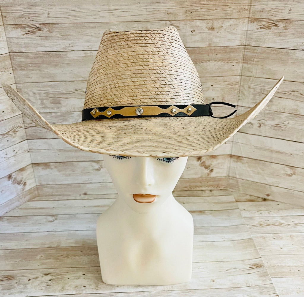 Cowboy Mexican Palm Leaf Straw Hat Sombrero Vaquero Artesanal de Palma by Chica Mexico