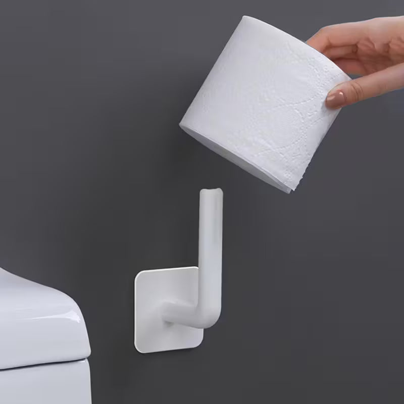 4-Pack: Adhesive Toilet Paper Holder, Wall Mount, White & Black by DailySale